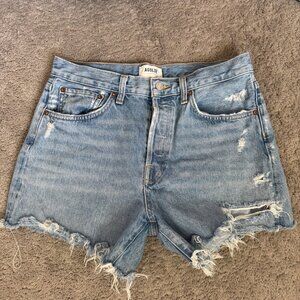 AGOLDE Parker Long Jean Shorts Sz 29 Button Fly Distressed